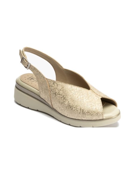 JucaZapatos - Pitillos 11044 - ORO - Sandalia cuña con texturas metálicas Oro