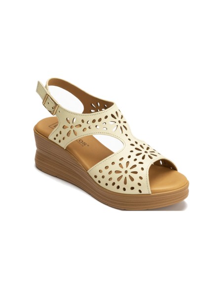 JucaZapatos - Pitillos 11051 - CREMA - Sandalia con plataforma en piel napa Crema