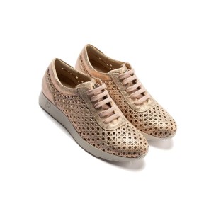 JucaZapatos - Pitillos 10410 - ORO - Deportivo cordones con picados mujer en piel fantasía ORO 2