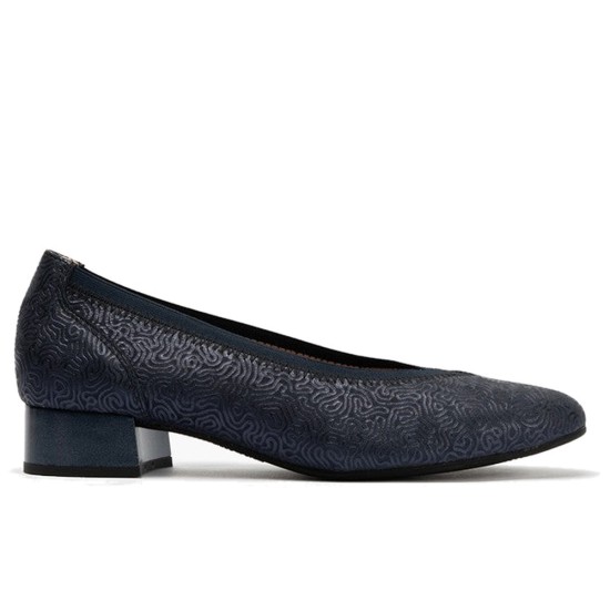 JucaZapatos - Pitillos 11122 - MARINO - Zapato salón con ribete elástico, con tacón bajo y punta redonda, en piel fantasía Marino
