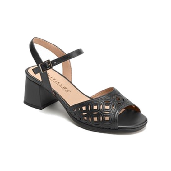 JucaZapatos - Pitillos 11216 - NEGRO - Sandalia con detalles metalizados, tacón medio y pulsera Negro