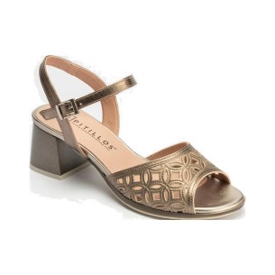 JucaZapatos - Pitillos 11221 - NUDE - Sandalia con tacón alto, pulsera y detalle floral en charol Nude