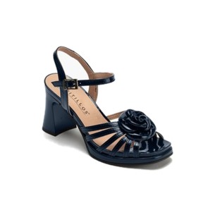 JucaZapatos - Pitillos 11221 - NEGRO - Sandalia con tacón alto, pulsera y detalle floral en charol Negro