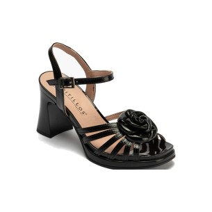 JucaZapatos - Pitillos 11312 - NEGRO - Sandalia estilo valenciana con cuña alta y pulseras estilo mercedes Negro
