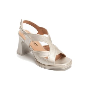 JucaZapatos - Pitillos 11290 - ORO - Sandalia con cuña media, pulsera y piel cruzada Oro