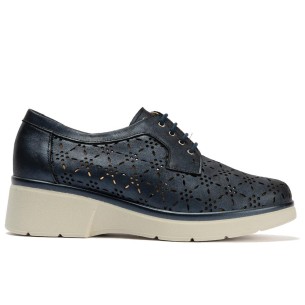JucaZapatos - Pitillos 11122 - MARINO - Zapato salón con ribete elástico, con tacón bajo y punta redonda, en piel fantasía Marino