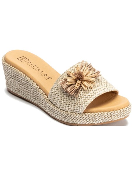 JucaZapatos - Pitillos 11261 - NATURAL - Sandalia zueco de rafia con cuña baja Natural