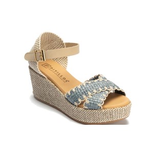 JucaZapatos - Pitillos 11314 - NATURAL - Sandalia estilo valenciana cuña alta con pulsera Natural