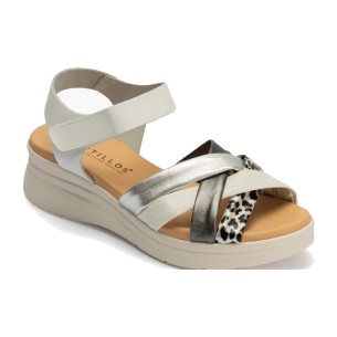 JucaZapatos - Pitillos 11314 - KAKI - Sandalia estilo valenciana cuña alta con pulsera Kaki