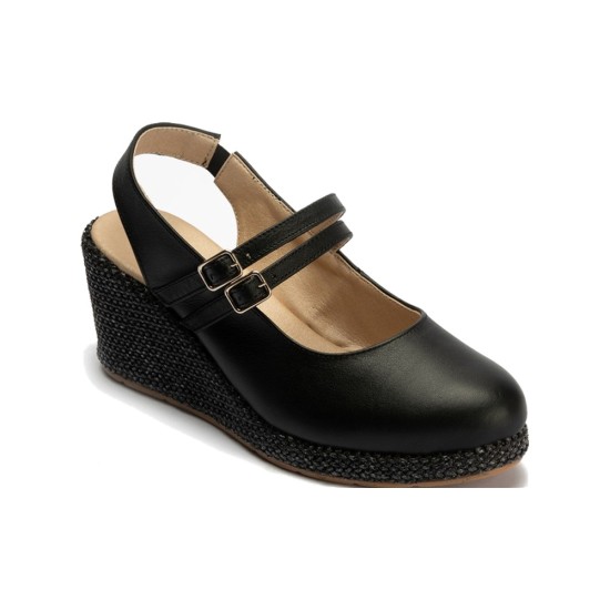 JucaZapatos - Pitillos 11312 - NEGRO - Sandalia estilo valenciana con cuña alta y pulseras estilo mercedes Negro