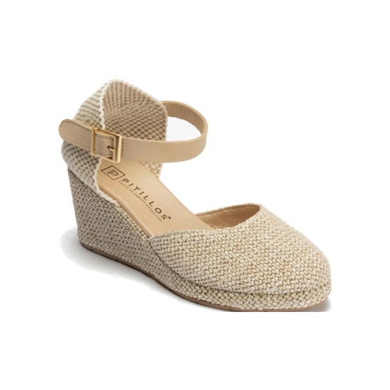 JucaZapatos - Pitillos 11314 - NATURAL - Sandalia estilo valenciana cuña alta con pulsera Natural