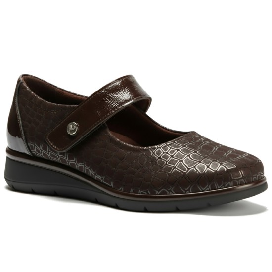 JucaZapatos - Pitillos 11513 - MARRON - Mercedes con velcro combinado lycra con charol Marrón