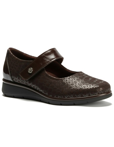 JucaZapatos - Pitillos 11513 - MARRON - Mercedes con velcro combinado lycra con charol Marrón
