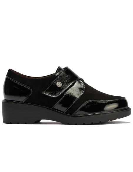 JucaZapatos - Pitillos 11524 - NEGRO - Blucher con velcro combinado charol con ante Negro
