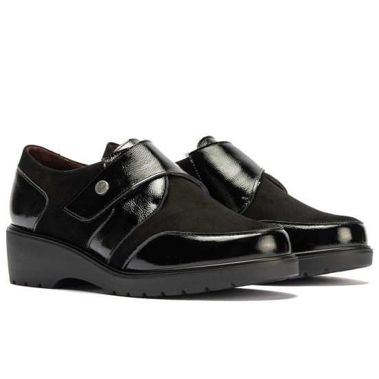 JucaZapatos - Pitillos 11524 - NEGRO - Blucher con velcro combinado charol con ante Negro