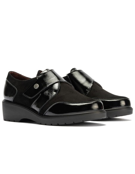 JucaZapatos - Pitillos 11524 - NEGRO - Blucher con velcro combinado charol con ante Negro