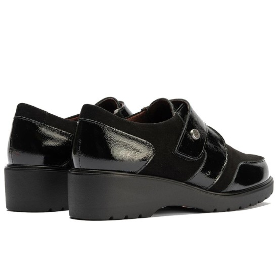 JucaZapatos - Pitillos 11524 - NEGRO - Blucher con velcro combinado charol con ante Negro