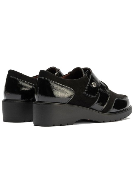 JucaZapatos - Pitillos 11524 - NEGRO - Blucher con velcro combinado charol con ante Negro
