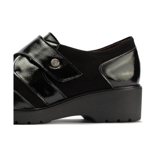 JucaZapatos - Pitillos 11524 - NEGRO - Blucher con velcro combinado charol con ante Negro