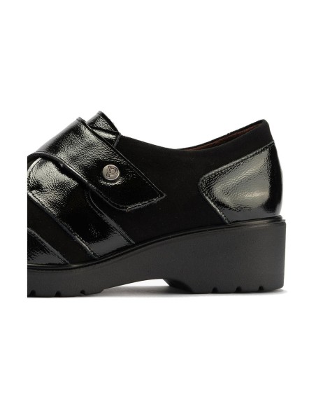JucaZapatos - Pitillos 11524 - NEGRO - Blucher con velcro combinado charol con ante Negro