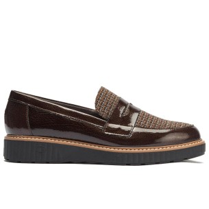 Pitillos - 11554 - MARRON - 11554 - MARRON - Mocasín antifaz combinado charol con tejido Marrón - 1