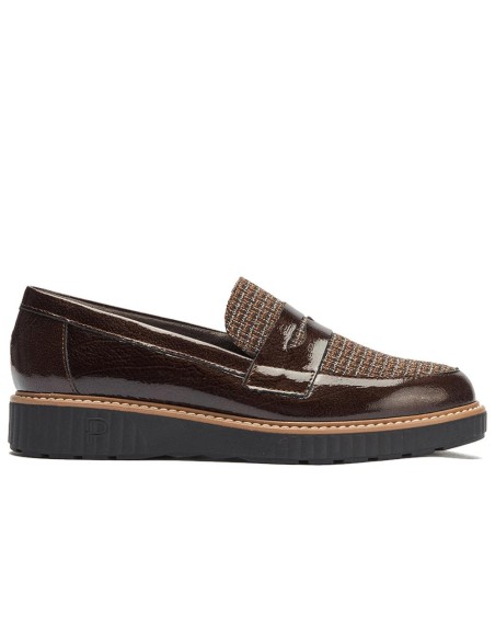JucaZapatos - Pitillos 11554 - MARRON - Mocasín antifaz combinado charol con tejido Marrón