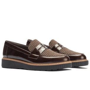 Pitillos - 11554 - MARRON - 11554 - MARRON - Mocasín antifaz combinado charol con tejido Marrón - 1 2
