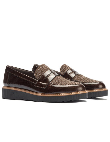 JucaZapatos - Pitillos 11554 - MARRON - Mocasín antifaz combinado charol con tejido Marrón
