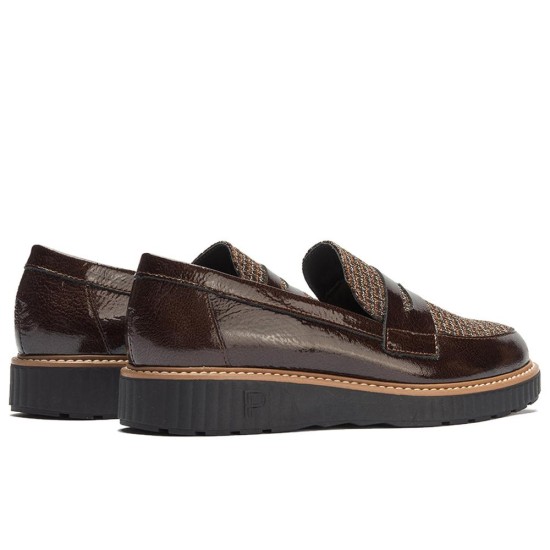 JucaZapatos - Pitillos 11554 - MARRON - Mocasín antifaz combinado charol con tejido Marrón