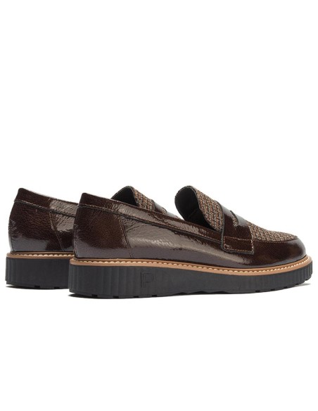 JucaZapatos - Pitillos 11554 - MARRON - Mocasín antifaz combinado charol con tejido Marrón