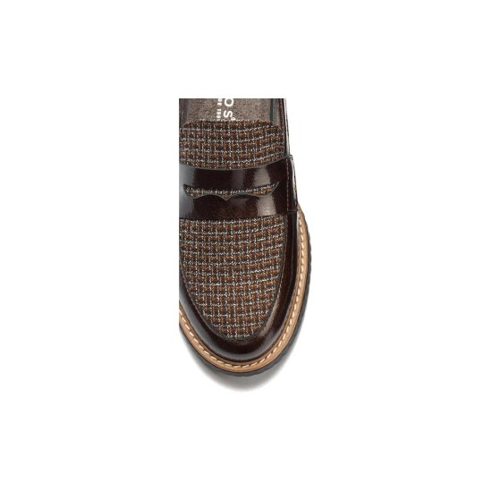 JucaZapatos - Pitillos 11554 - MARRON - Mocasín antifaz combinado charol con tejido Marrón