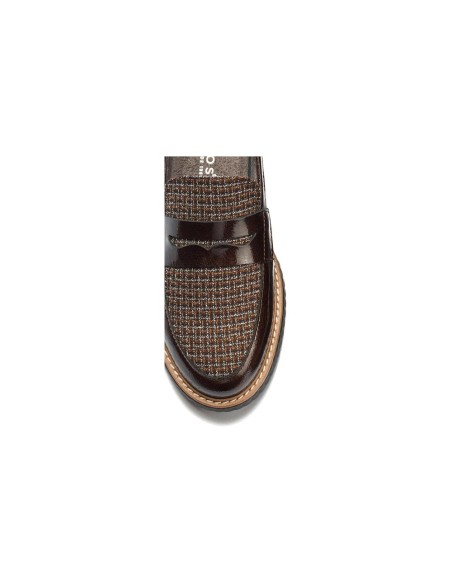 JucaZapatos - Pitillos 11554 - MARRON - Mocasín antifaz combinado charol con tejido Marrón