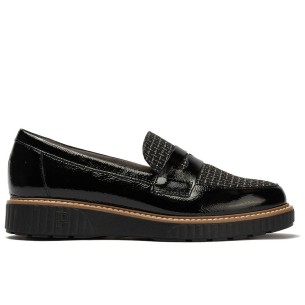 Pitillos - 11554 - NEGRO - 11554 - NEGRO - Mocasín antifaz combinado charol con tejido Negro - 1