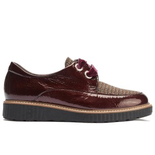 Pitillos - 11555 - BURDEOS - 11555 - BURDEOS - Blucher cordón terciopelo combinado charol con tejido Burdeos - 1