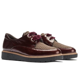 Pitillos - 11555 - BURDEOS - 11555 - BURDEOS - Blucher cordón terciopelo combinado charol con tejido Burdeos - 1 2