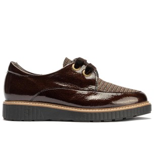 Pitillos - 11555 - MARRON - 11555 - MARRON - Blucher cordón terciopelo combinado charol con tejido Marrón - 1