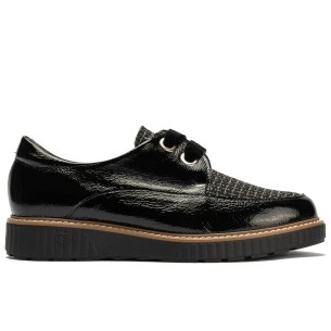 Pitillos - 11555 - NEGRO - 11555 - NEGRO - Blucher cordón terciopelo combinado charol con tejido Negro - 1