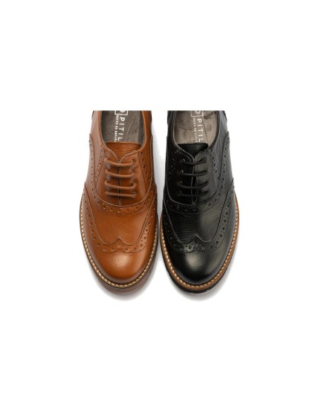 JucaZapatos - Pitillos 11563 - NEGRO - Inglés en napa con grano combinado tricolor Negro