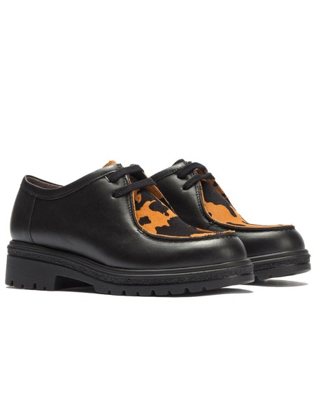 JucaZapatos - Pitillos 11571 - NEGRO/CUERO - Wallaby combinado napa con animal print Negro-Cuero