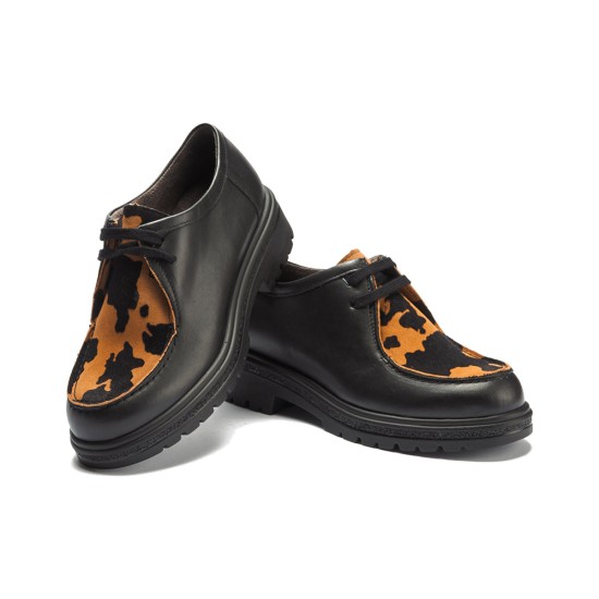 JucaZapatos - Pitillos 11571 - NEGRO/CUERO - Wallaby combinado napa con animal print Negro-Cuero