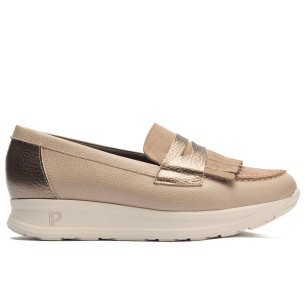 JucaZapatos - Pitillos 10481 - CREMA-PIED - Mocasin con adorno metal mujer en piel charol BEIGE