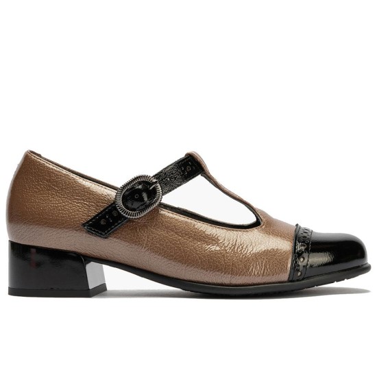 JucaZapatos - Pitillos 11630 - NEGRO/TOPO - Gilda picados combinado en charol bicolor Negro-Topo