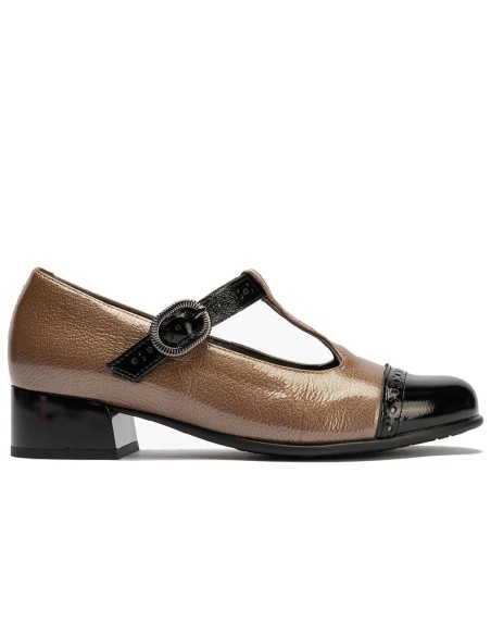 JucaZapatos - Pitillos 11630 - NEGRO/TOPO - Gilda picados combinado en charol bicolor Negro-Topo