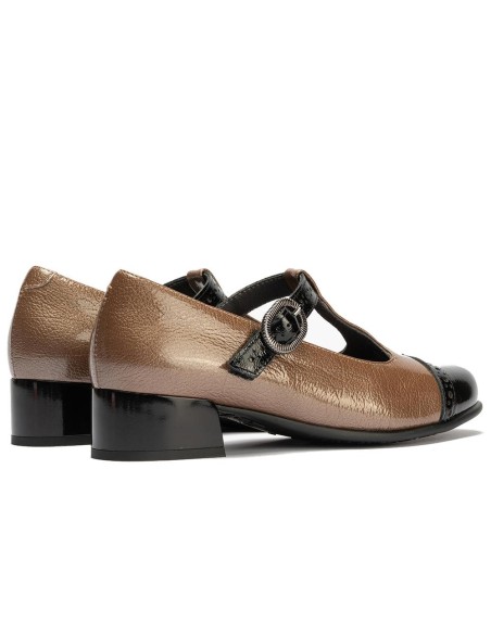 JucaZapatos - Pitillos 11630 - NEGRO/TOPO - Gilda picados combinado en charol bicolor Negro-Topo