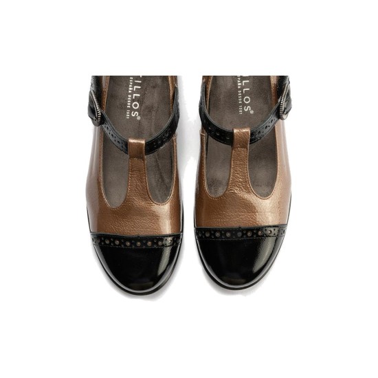 JucaZapatos - Pitillos 11630 - NEGRO/TOPO - Gilda picados combinado en charol bicolor Negro-Topo