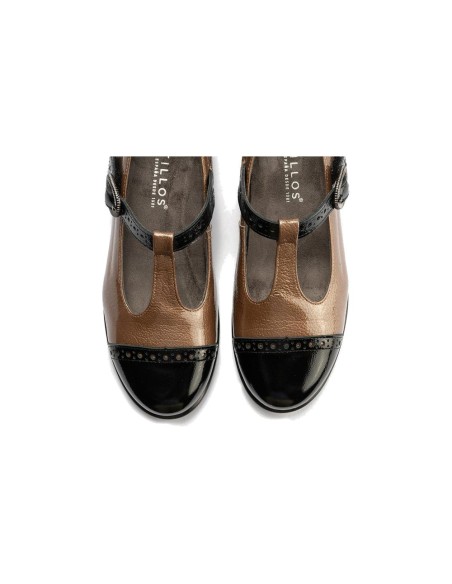 JucaZapatos - Pitillos 11630 - NEGRO/TOPO - Gilda picados combinado en charol bicolor Negro-Topo