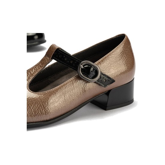 JucaZapatos - Pitillos 11630 - NEGRO/TOPO - Gilda picados combinado en charol bicolor Negro-Topo