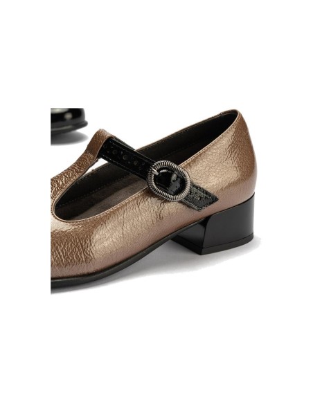 JucaZapatos - Pitillos 11630 - NEGRO/TOPO - Gilda picados combinado en charol bicolor Negro-Topo