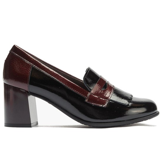 JucaZapatos - Pitillos 11654 - NEGRO/BURDEOS - Mocasín antifaz flecos combinado charol bicolor Negro-Burdeos