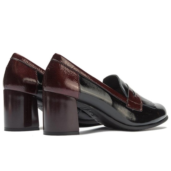 JucaZapatos - Pitillos 11654 - NEGRO/BURDEOS - Mocasín antifaz flecos combinado charol bicolor Negro-Burdeos